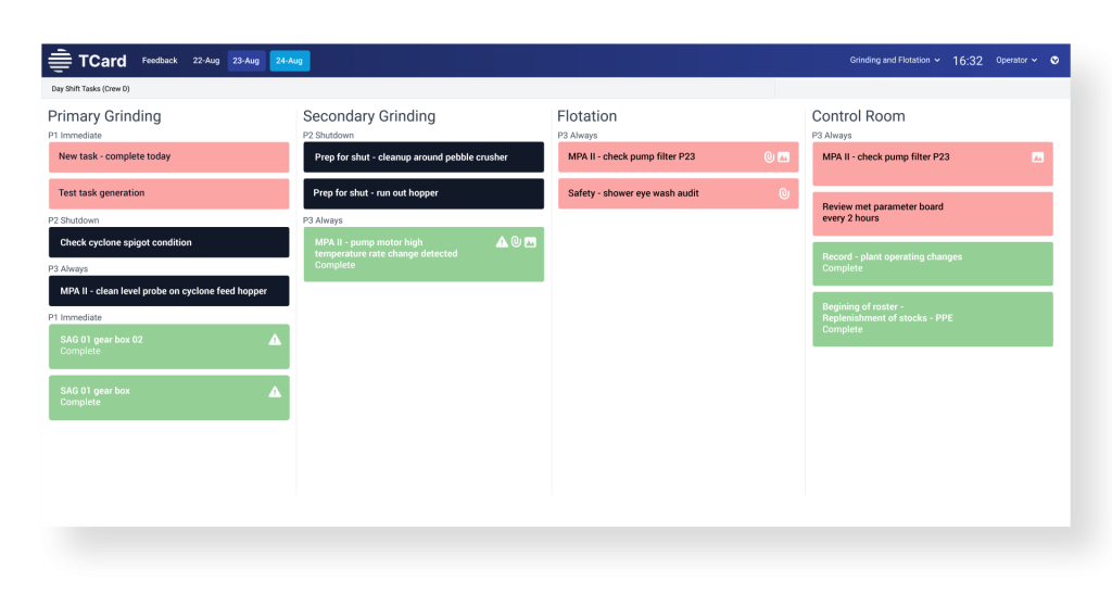 Task cards in kanban view